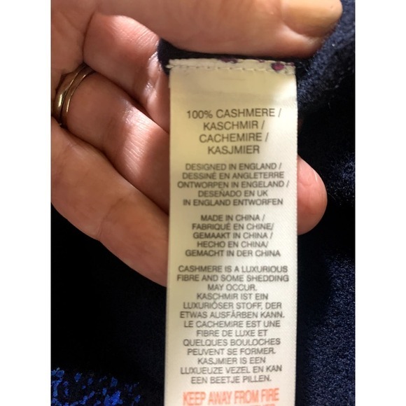 Brodie Blue/black Harriet cashmere sweater, medium, print/stripe, medium - Picture 6 of 6